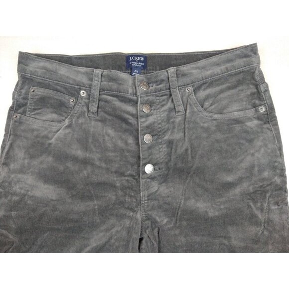 J Crew Women's 9" High Rise Skinny Fit Pants Gray Corduroy Button Fly Size 31 - Picture 11 of 12